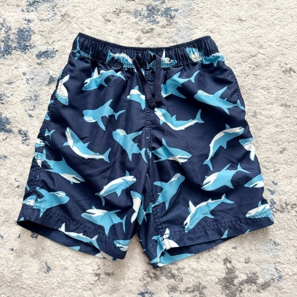 Hanna Andersson Blue Shark Print Swim Shorts Boys Size 8